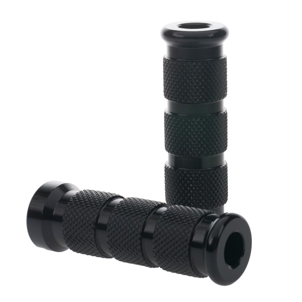 Biketek Aluminium Knurled Replacement Road / Track Footrest Pegs Round - Pair Black 5034862231598