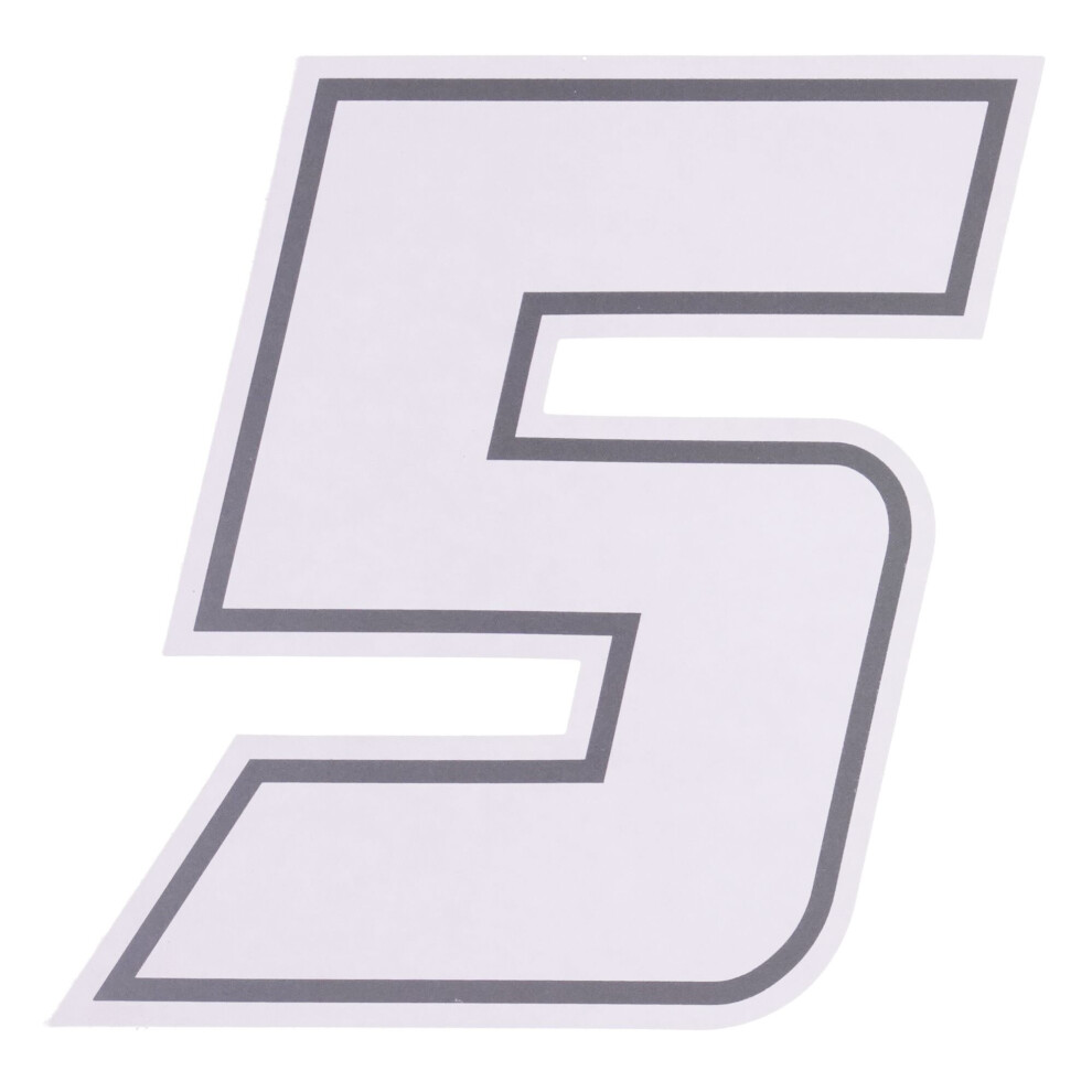 Bike It Deluxe Race Numbers Decal - #5 - 4 Inch White 5034862430526