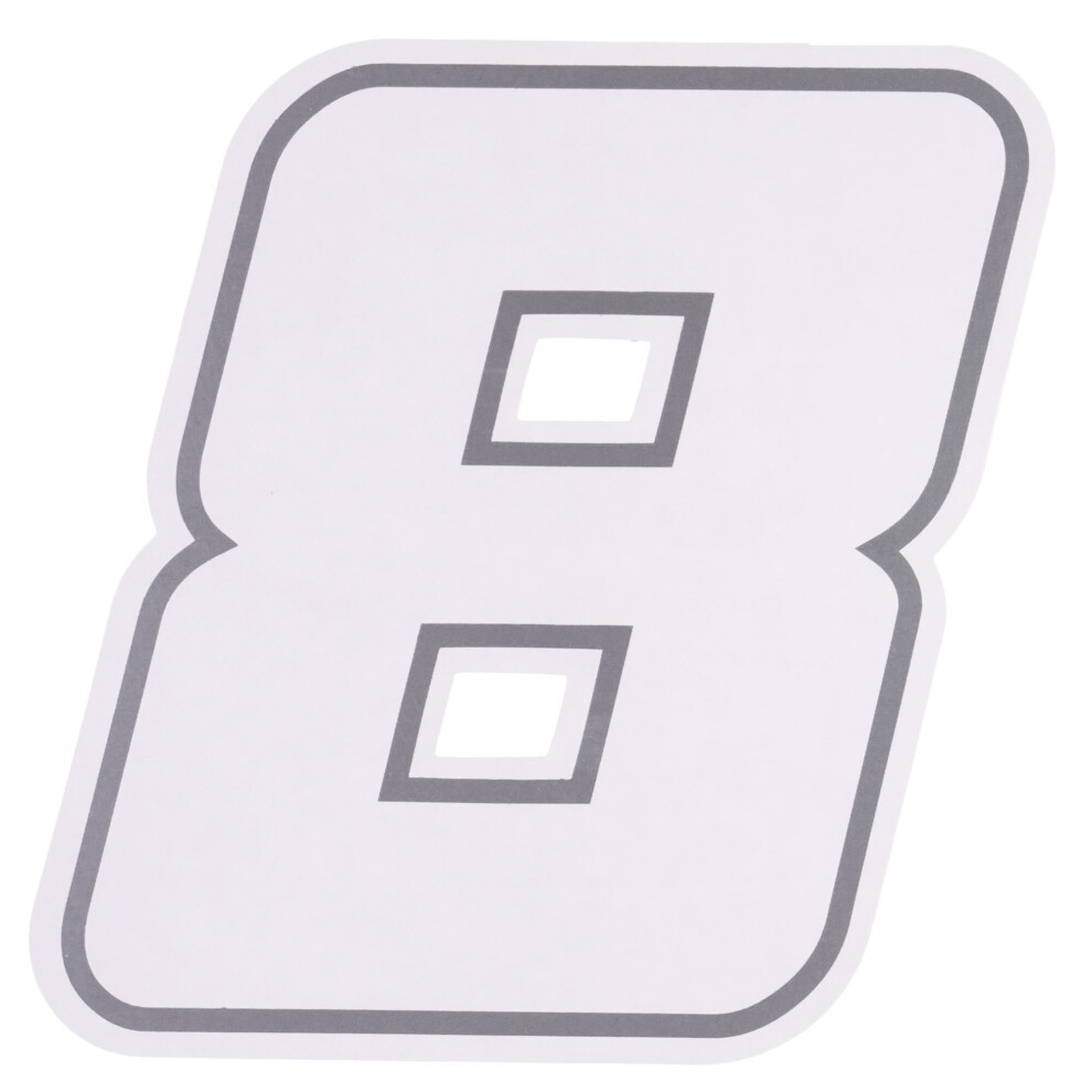 Bike It Deluxe Race Numbers Decal - #8 - 4 Inch White 5034862430557