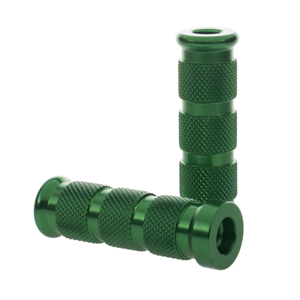 Biketek Aluminium Knurled Replacement Road / Track Footrest Pegs Round - Pair Green 5034862230843