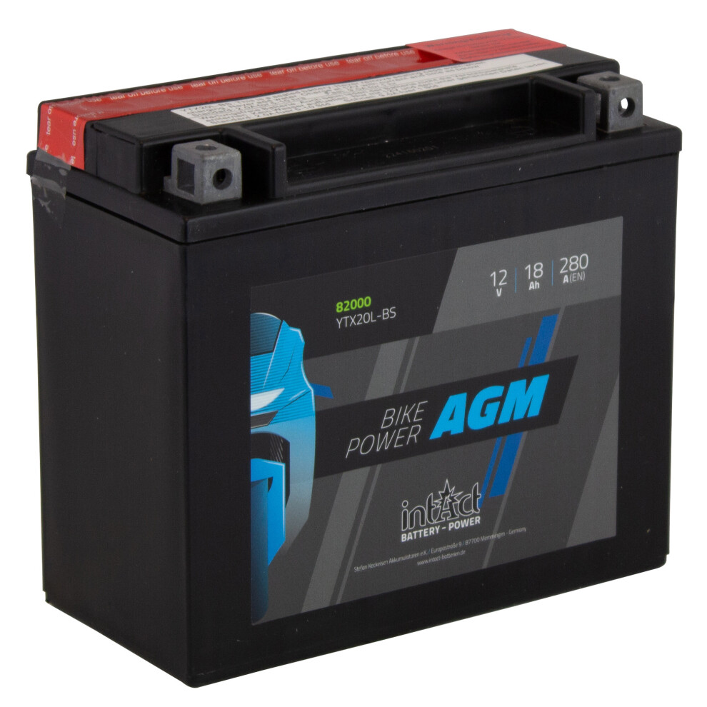 Intact Maintenance Free Agm Bike-Power Battery Ytx20l-Bs