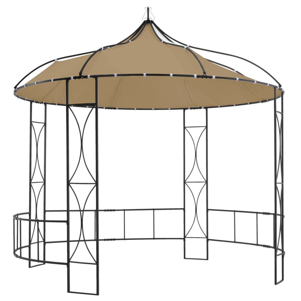 vidaXL Gazebo Taupe Round Outdoor Garden Canopy Shelter Party Tent Sunshade