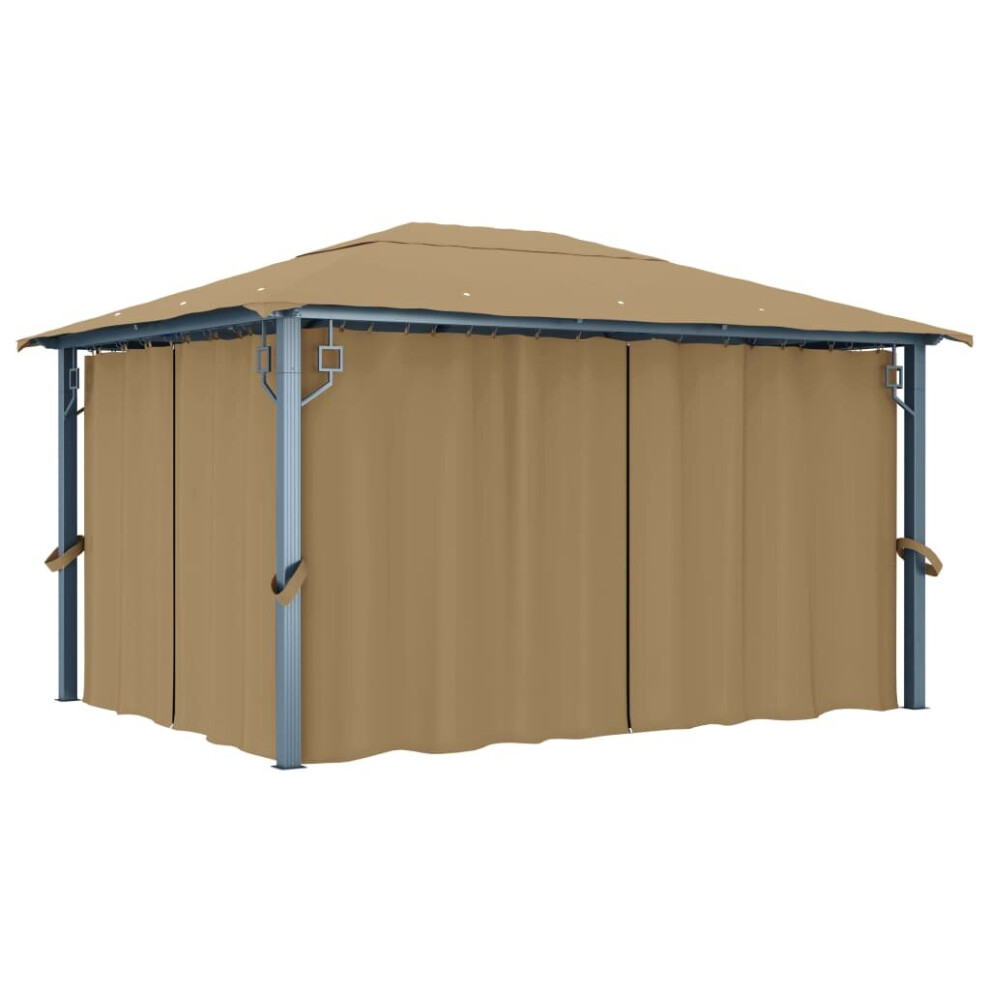 vidaXL Gazebo with Curtain Taupe Aluminium Party Tent Patio Pavilion Outdoor