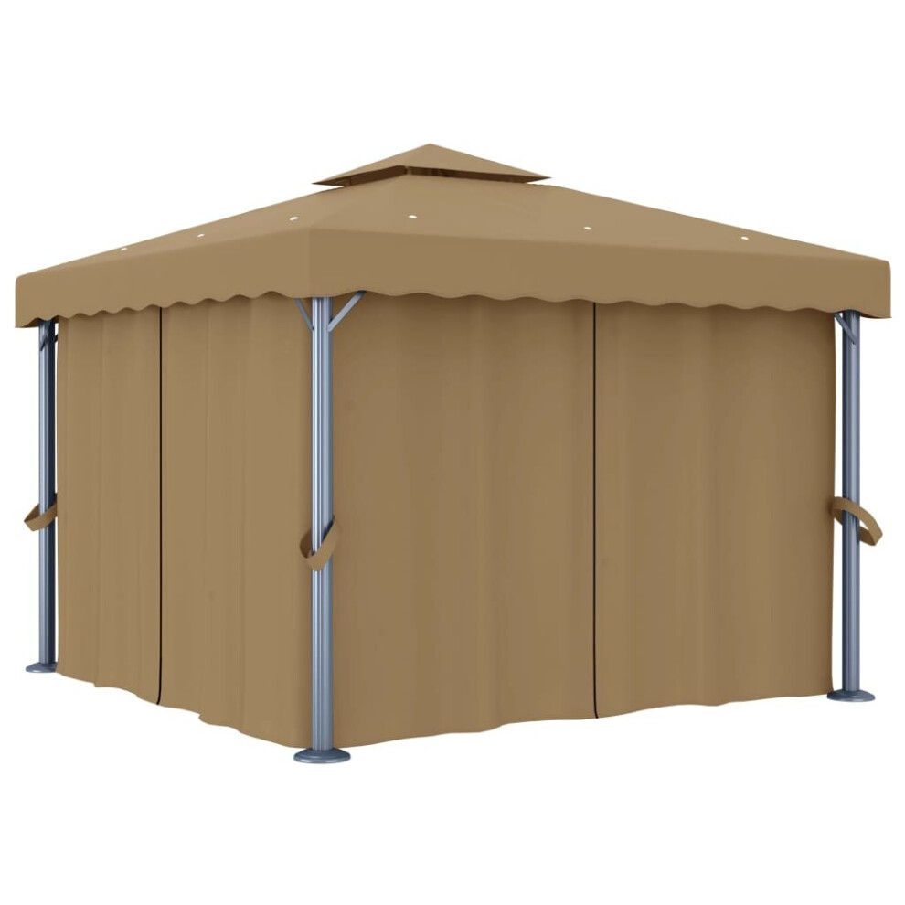Vidaxl Gazebo With Curtain 3X3 M Taupe Aluminium Garden Marquee Canopy Tent