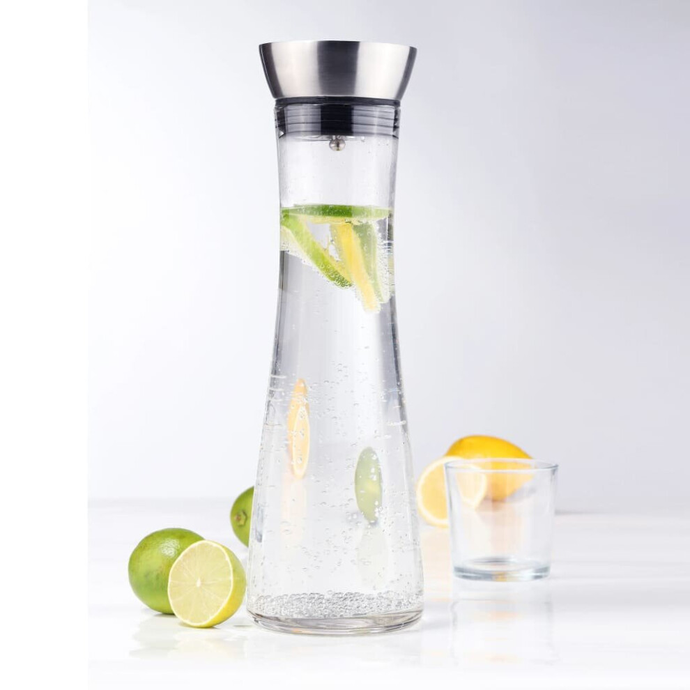 HI Water Decanter with Sprout Modern Transparent 1.2L Glass Water Jug Decanter