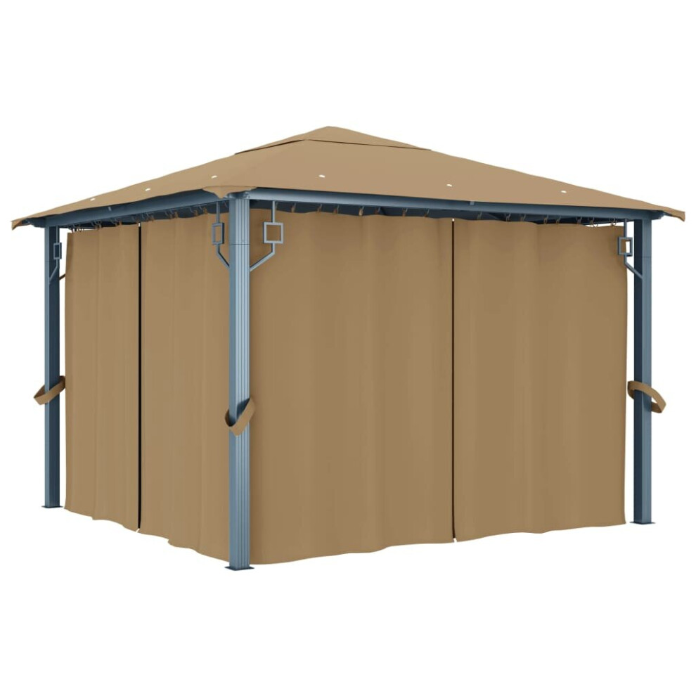 vidaXL Gazebo with Curtain Taupe Aluminium Outdoor Party Tent Patio Pavilion