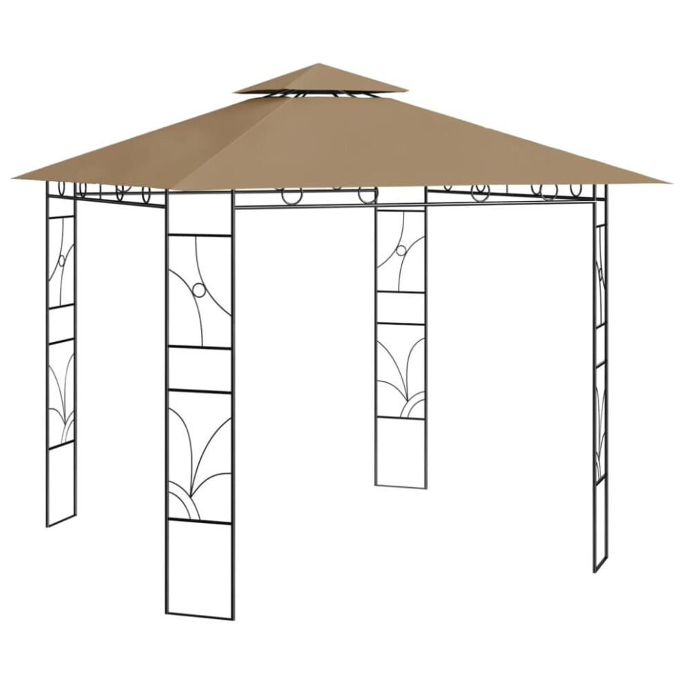 vidaXL Gazebo 3x3x2.7 m Taupe 160 g/mÂ² Lawn Outdoor Living Structure Canopy