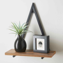 Triangle Wall Shelf Black Metal Frame With Wooden Shelf Floating Wall Home Deco