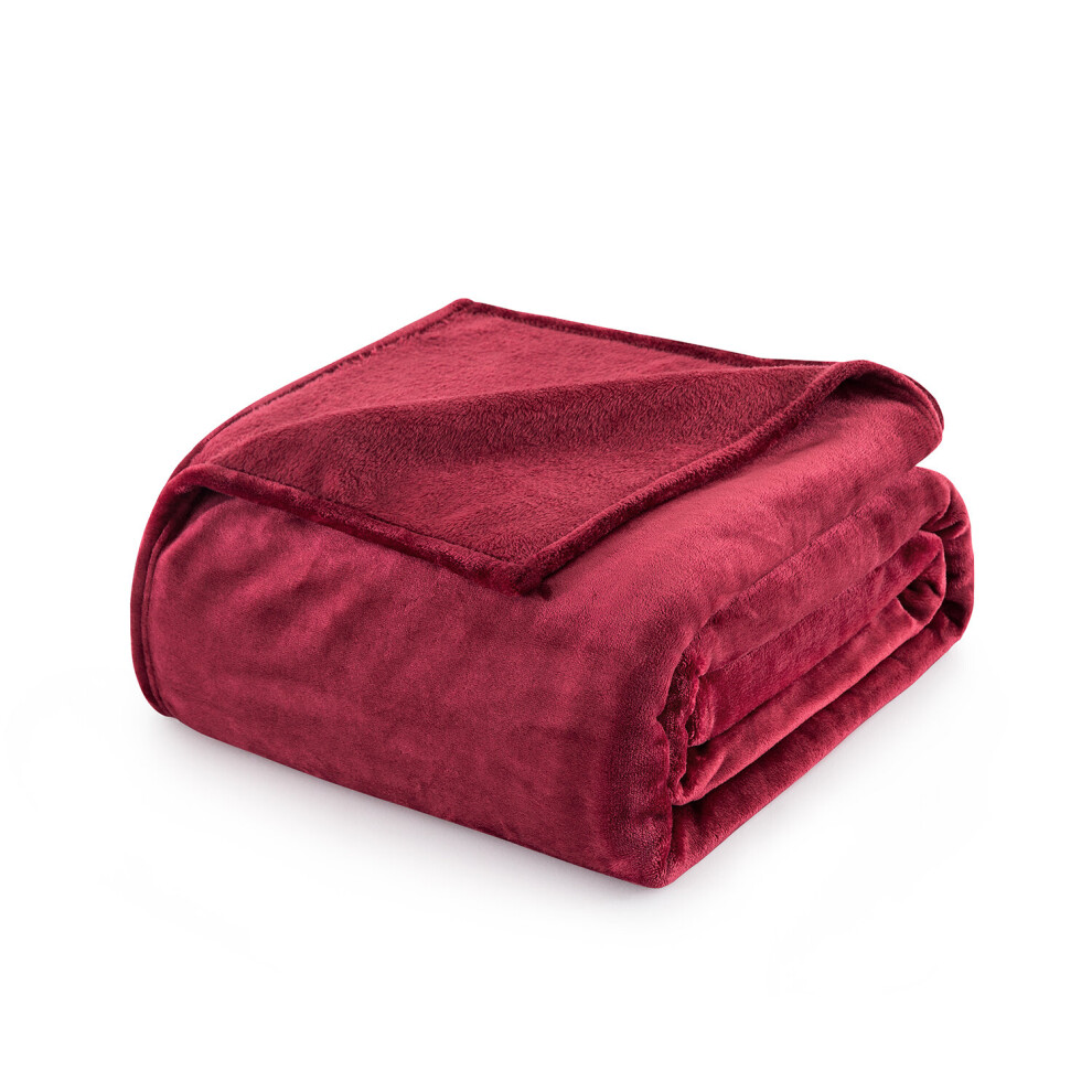 (king, Red) Faux Fur Fleece Blanket Sofa Throw Soft Warm Bed Mink Single Double King & Super King