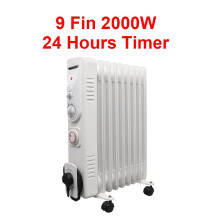 9 Fin White Oil Filled 2000W Radiator Timer Portable Electric Heater