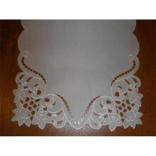 RC0446-12 12 in. Embroidered Roses And Lacy Cutwork Doilies, Ivory