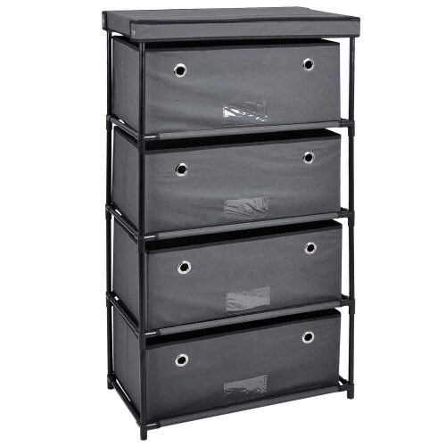 Space ways Large 4 Drawer Canvas Wardrobes Multipurpose Storage Units Wide