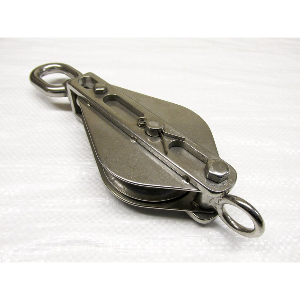 Securefix Direct Stainless Steel Single Pulley Block Swivel Eye 100Mm (Wire Rope)