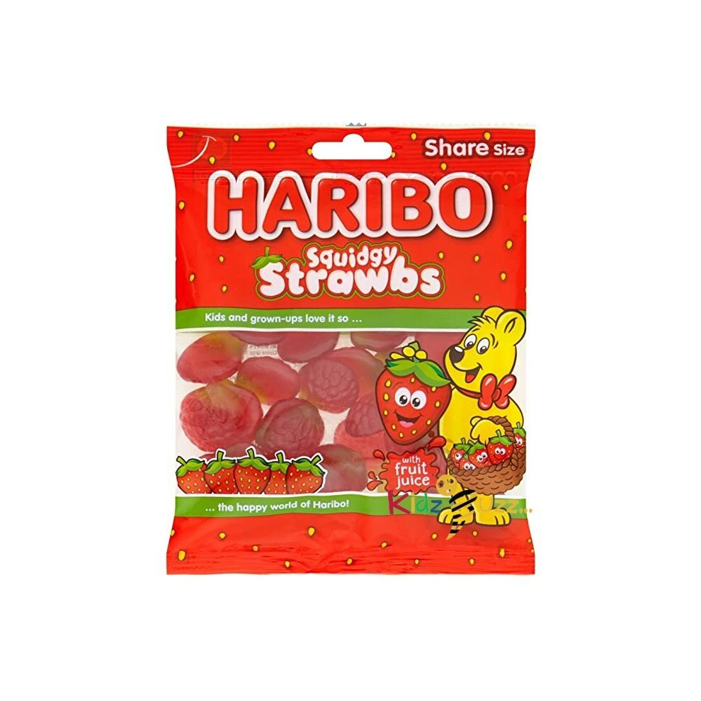 (Pack Of 12) Haribo Squidgy  Strawbs - 160g X 12 Bags