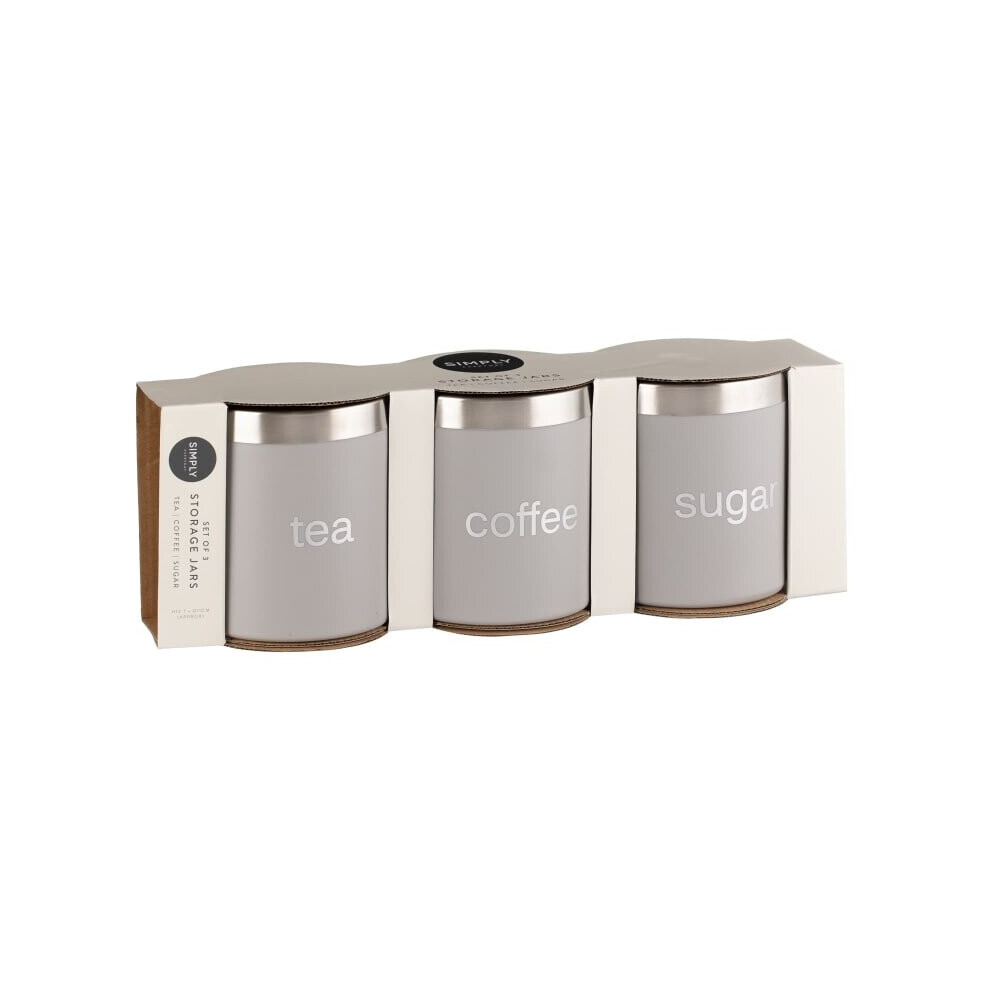 Fizporium Simply Everyday Set Of Storage Jars 3Pk Tea, Coffee & Sugar Cannisters