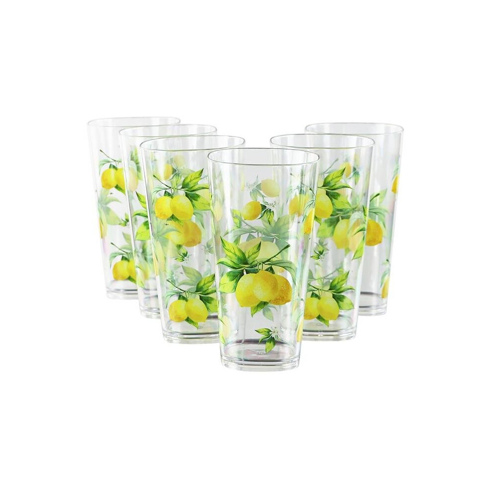6pc Acrylic Drinkware Set 19oz Fresh Lemons