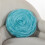 SARO  16 in. Rose Design Round Pillow with Poly Filled  Turquoise 1