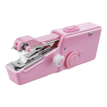 (Pink) Portable Handheld Sewing Machine Mini Stitch Sew Needlework Cordless Clothes Fabrics Electric Sewing Machine