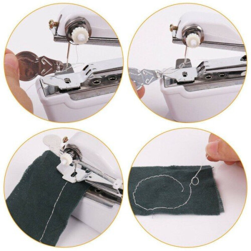 (White) Portable Handheld Sewing Machine Mini Stitch Sew Needlework Cordless Clothes Fabrics Electric Sewing Machine 1