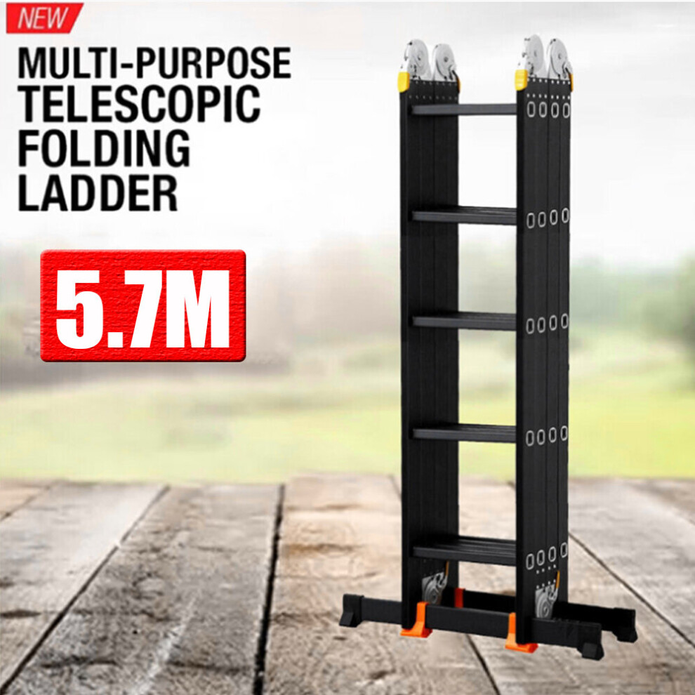 5.7M Aluminum Folding Ladder Scaffold Extendable Ladder Multi-Purpose 097239270151