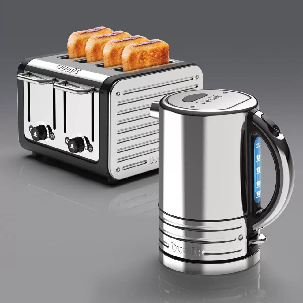 Dualit Architect 1.5L Kettle and 4 Slice Toaster Set Black Trim