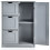 Costway Bathroom Floor Cabinet Storage Cupboard Organizer w/ 3 Drawers Grey 2