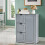 Costway Bathroom Floor Cabinet Storage Cupboard Organizer w/ 3 Drawers Grey 4