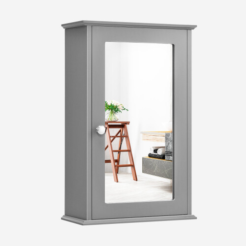 Costway Bathroom Mirror Cabinet Wall Mounted Storage Cupboard Mirrored