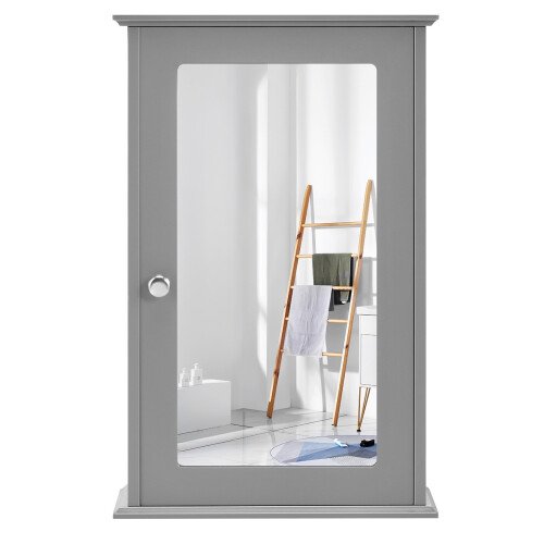Costway Bathroom Mirror Cabinet Wall Mounted Storage Cupboard Mirrored 1