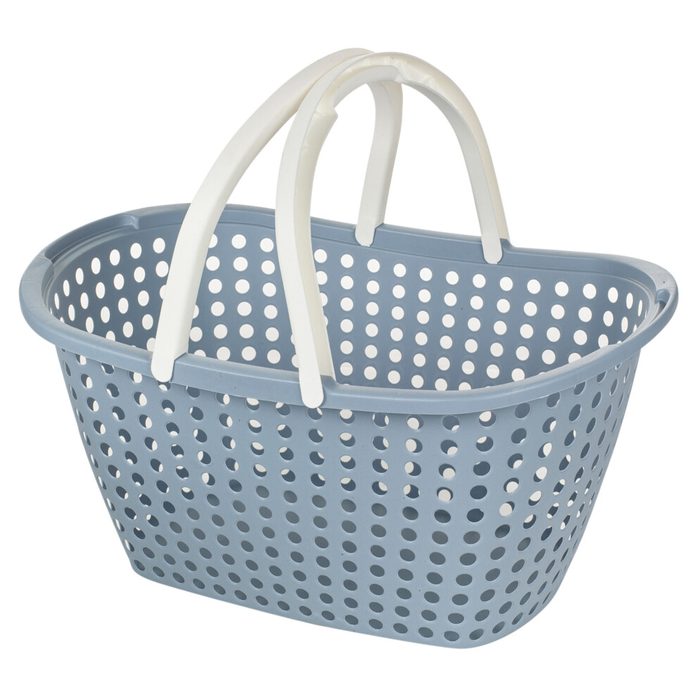 (Blue) Laundry Clothes Washing Basket Hamper Bin Handles