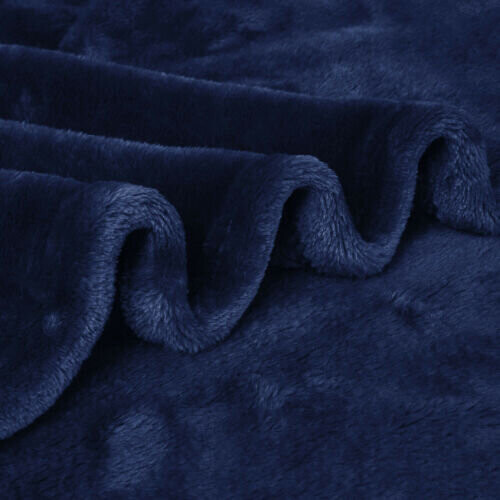 (Single, Navy) Fleece Blankets Throw Sofa Bed Travel Warm Fluffy 2