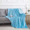 (Single, Light Blue) Fleece Blankets Throw Sofa Bed Travel Warm Fluffy 2