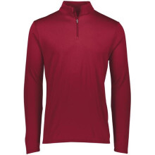 Adult Attain Wicking 1 by 4 Zip Pullover, Cardinal - Small