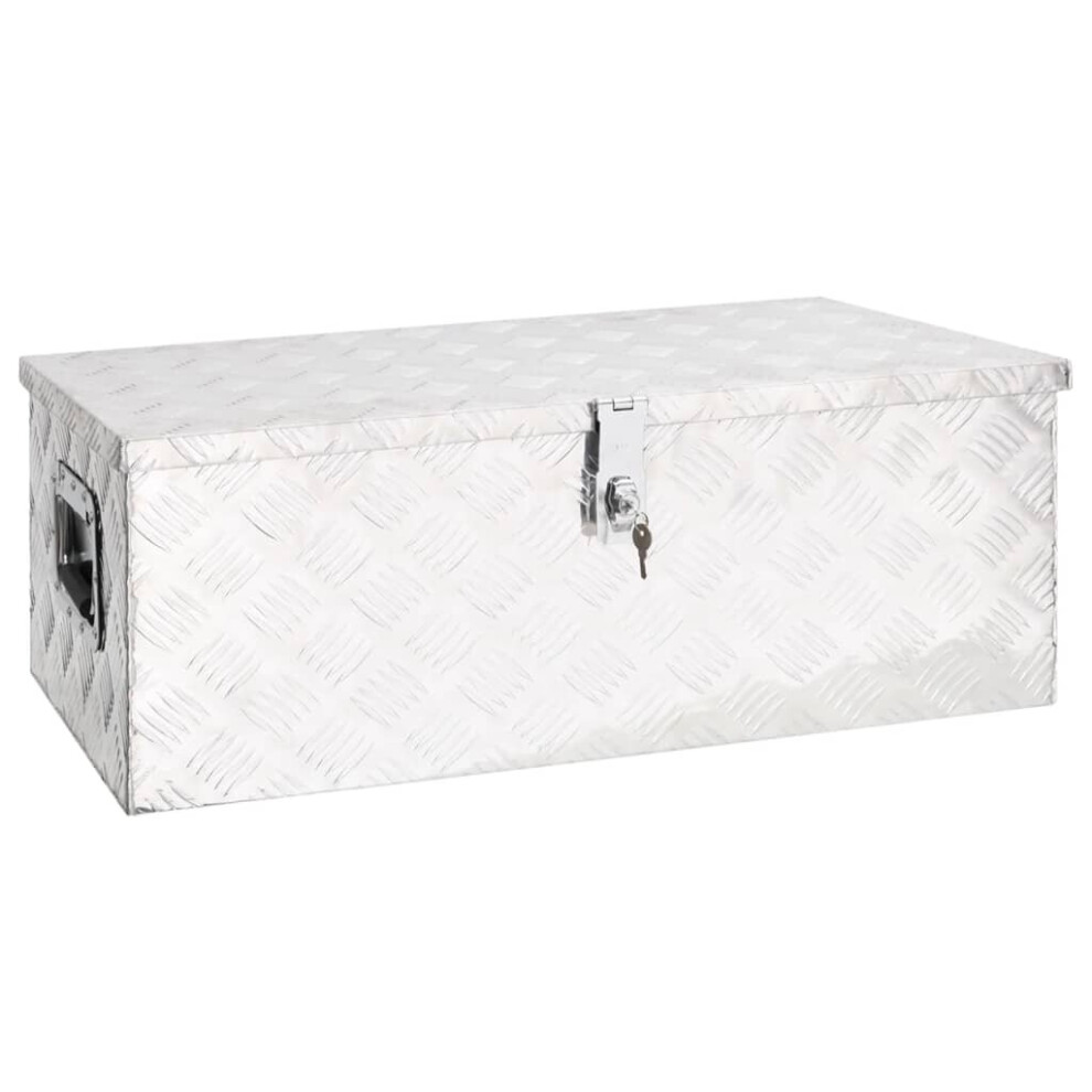 Vidaxl (Silver, 80 X 39 X 30 Cm (L X W X H)) Aluminium Box Trapezoid Storage Chest Trunk Organiser Toolbox Belt Box