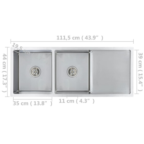 VidaXL vidaXL Handmade Kitchen Sink Stainless Steel Under-mount Kitchen Sink Basin 2
