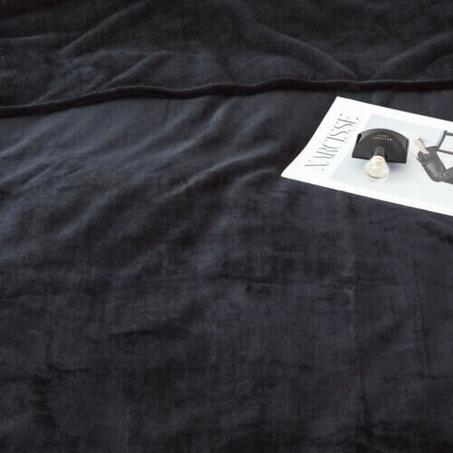 (Single, Black) Fleece Blankets Throw Sofa Bed Travel Warm Fluffy 2