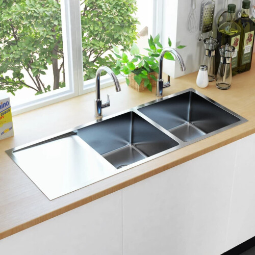 VidaXL vidaXL Handmade Kitchen Sink Stainless Steel Under-mount Kitchen Sink Basin 1