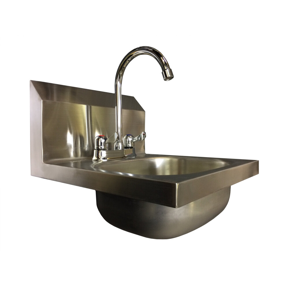 S12 L Shaped Wall Mouned LEVER TAP UK TRAP Stainless Steel HAND WASH BASIN Sink