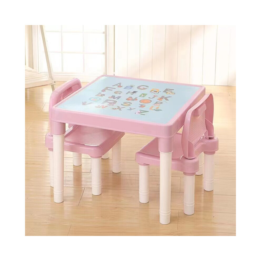 (PINK TABLE SET) Kids ABC Alphabet Table and Chair Set Childrens UK