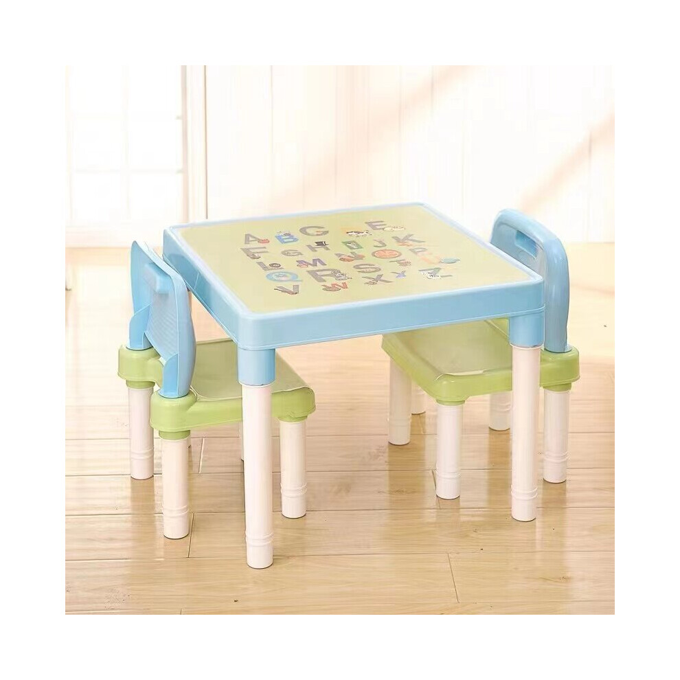 (BLUE) Kids ABC Alphabet Table and Chair Set Childrens UK