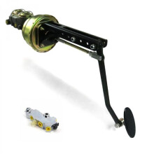 Universal Adjustable Firewall 7 in. Dual Brake Pedal Kit Disc & Drum Small Oval Black Pad