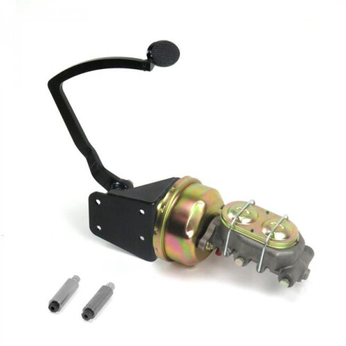 32 Ford 8 in. Single Brake Pedal Kit Disc & Drum Small Oval Black Pad