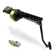 Universal Adjustable Firewall 9 in. Single Brake Pedal Kit Disc & Disc Small Oval Black Pad