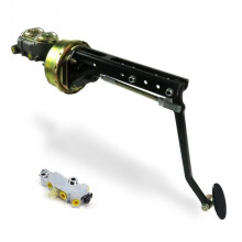 Universal Adjustable Firewall 9 in. Single Brake Pedal Kit Disc & Drum Small Oval Black Pad