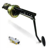 Universal Adjustable Firewall 7 in. Dual Brake Pedal Kit Disc & Drum Small Oval Chrome Pad