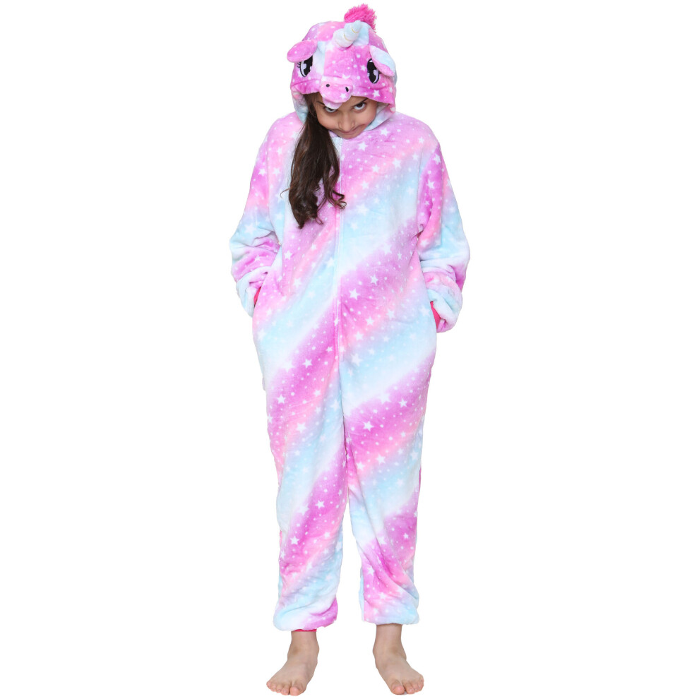 (7-8 Years, Pink) Girls Pink Unicorn Star Print A2Z Onesie One Piece