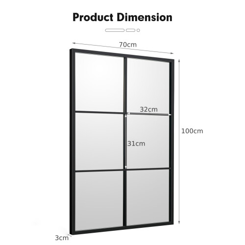 Costway Vintage Windowpane Hanging Mirror Wall Mounted Decoration Mirror 1