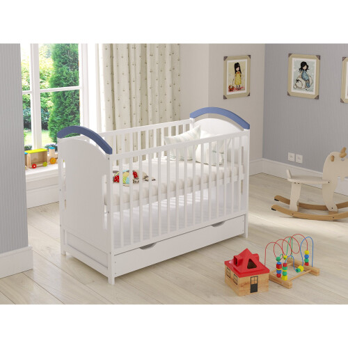 (Blue) Amie | Cot Bed 120x60cm with drawer