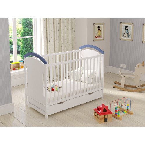 (Blue) Amie | Cot Bed 120x60cm with drawer 1