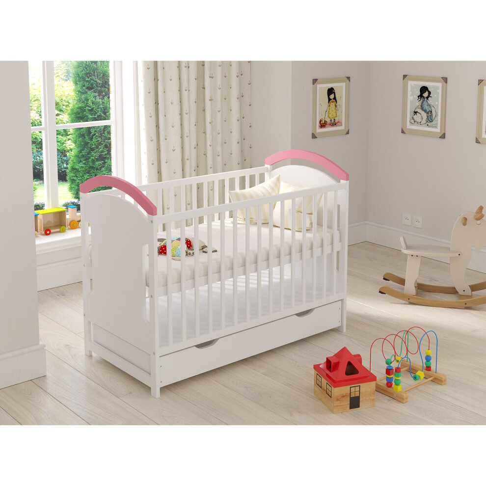 (Pink) Amie | Cot Bed 120x60cm with drawer